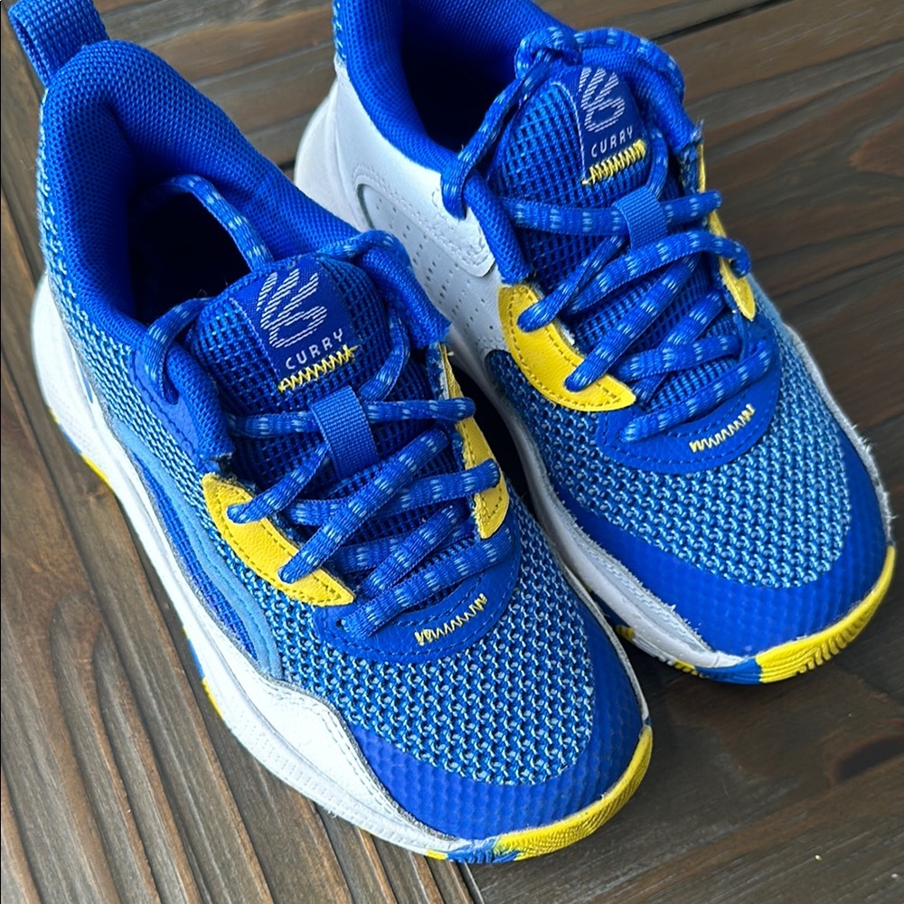 UA Curry Blue and Yellow Basketball Sneakers